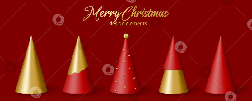 Скачать Рождественский и новогодний декор. Набор 3D реалистичных золотых и красных фотосток Ozero