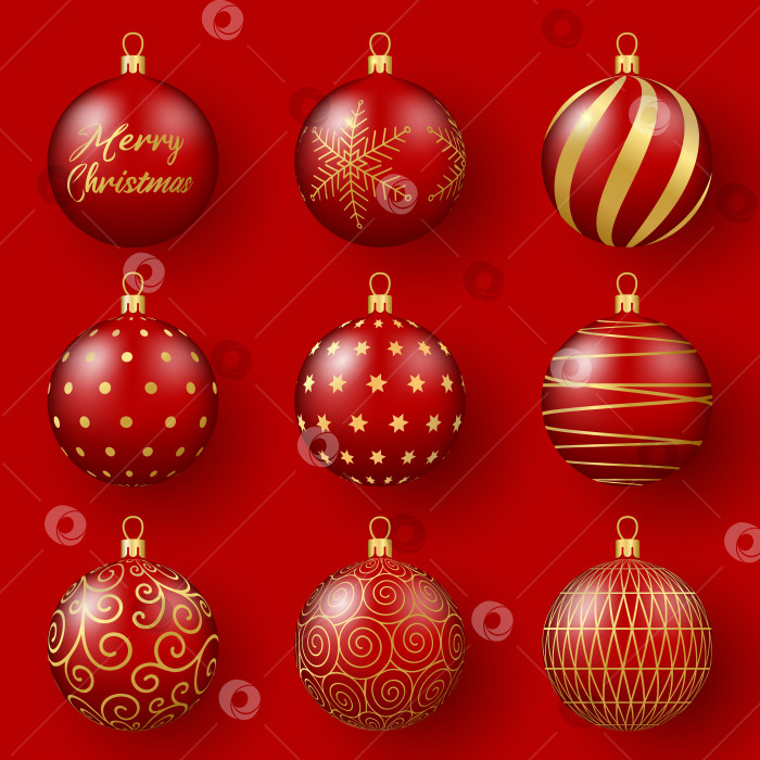 Скачать Рождественское и новогоднее украшение. Набор красных стеклянных шариков с g фотосток Ozero