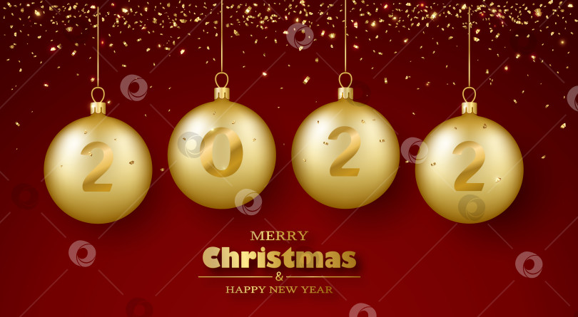 Скачать Поздравительная открытка с Рождеством и Новым годом. Золотое стекло b фотосток Ozero