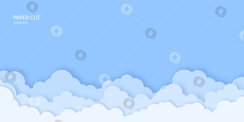 Скачать Современный фон неба в стиле бумажного искусства и рукоделия с 3d-облаками. фотосток Ozero