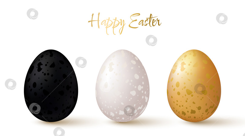 Скачать Коллекция пасхальных яиц. Белые, черные и золотые элементы 3d-дизайна фотосток Ozero