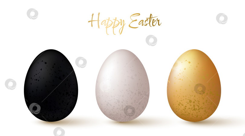 Скачать Коллекция пасхальных яиц. Белые, черные и золотые элементы 3d-дизайна фотосток Ozero