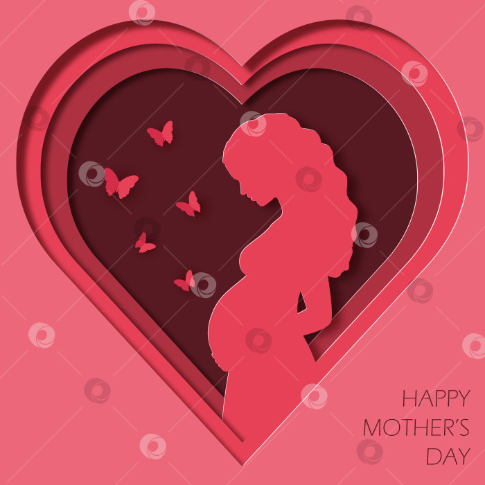 Скачать Поздравительная открытка в стиле бумажного искусства и крафт-бумаги на День счастливой матери. фотосток Ozero