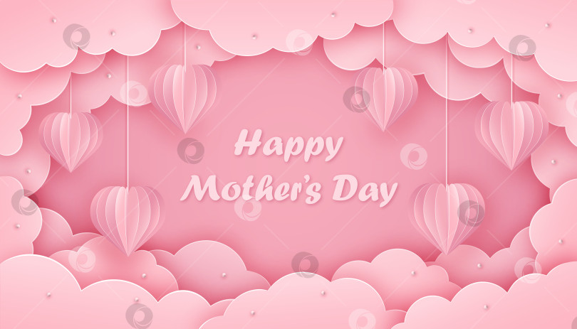 Скачать Поздравительная открытка с Днем матери в стиле бумажного искусства и рукоделия. фотосток Ozero