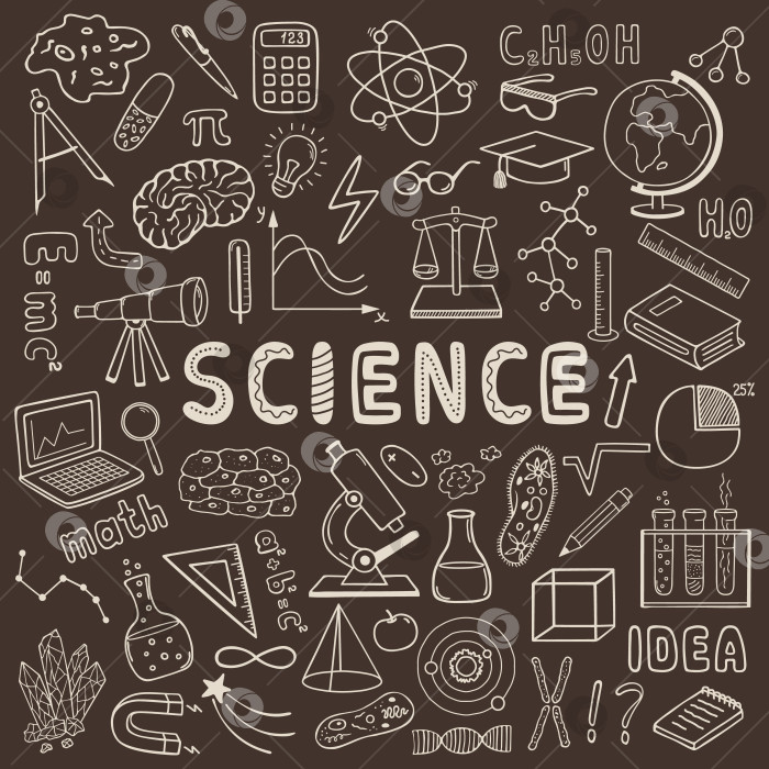 Скачать Образование и наука. Набор векторных элементов, нарисованных от руки. фотосток Ozero
