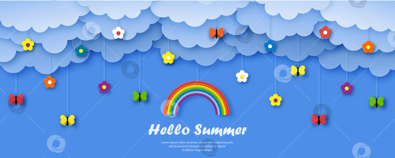 Скачать Абстрактный веб-шаблон Hello summer, фоновый баннер распродажи, bota фотосток Ozero