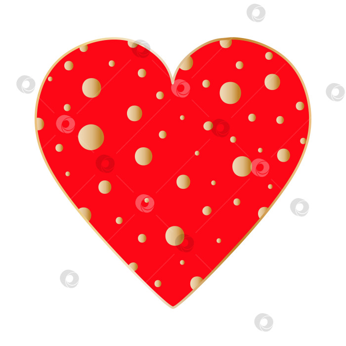 Скачать с днем святого Валентина. Большое красное сердце с золотыми кругами. фотосток Ozero