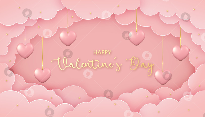 Скачать Поздравительная открытка с Днем Святого Валентина в стиле вырезки из бумаги. 3d сердце фотосток Ozero
