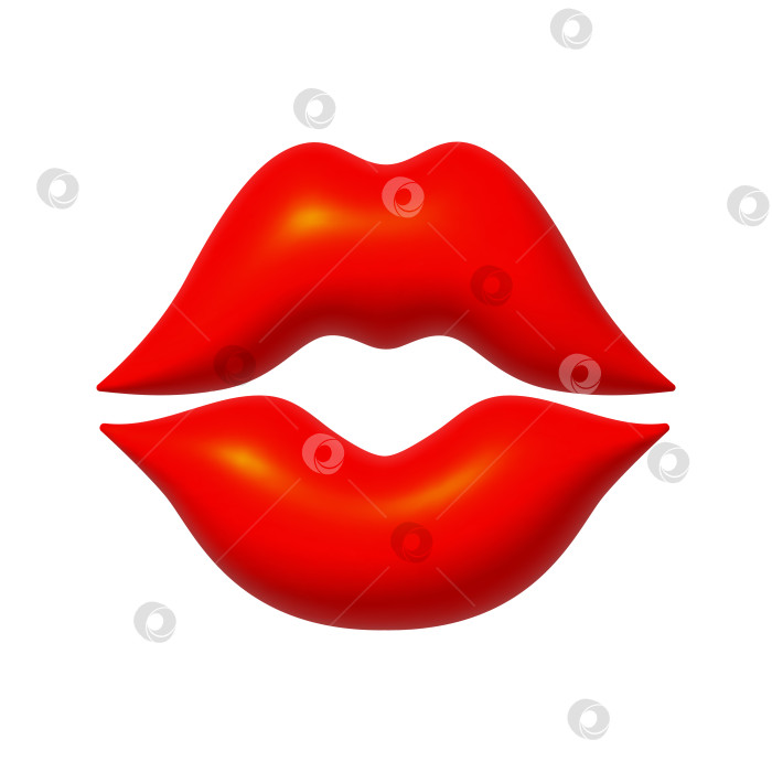 Скачать Симпатичные красные 3d-губы. Счастливый День Святого Валентина 3d-элемент векторного дизайна фотосток Ozero