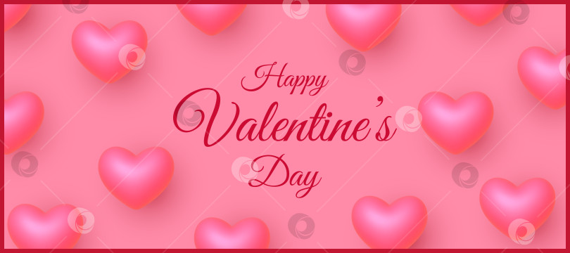 Скачать Поздравительная открытка с Днем Святого Валентина. 3d розовые сердечки на розовой спинке фотосток Ozero
