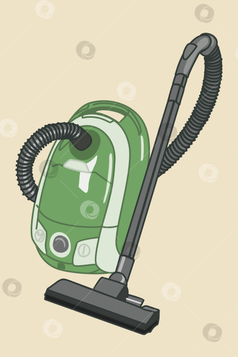 Скачать Векторная изолированная иллюстрация зеленого пылесоса. фотосток Ozero