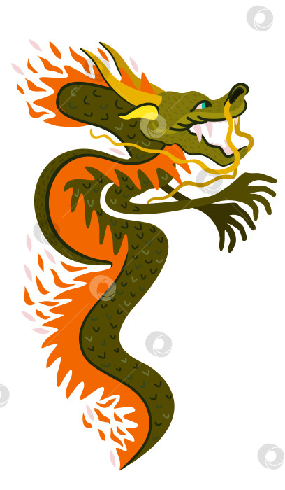 Скачать Векторная изолированная иллюстрация дракона в огне. Год дракона. Китайский Новый 2024 год. фотосток Ozero