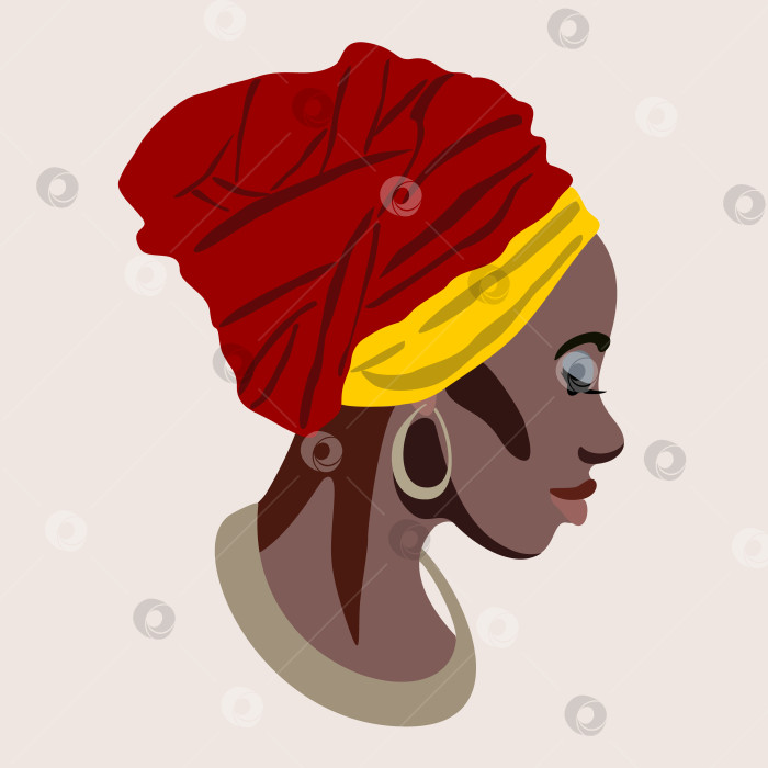 Скачать Векторный изолированный женский профиль. Портрет красивой африканской женщины. фотосток Ozero