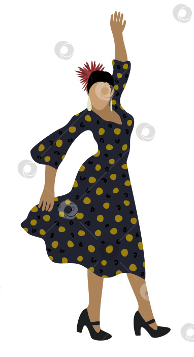 Скачать Женщина танцует фламенко. Векторная изолированная иллюстрация. фотосток Ozero