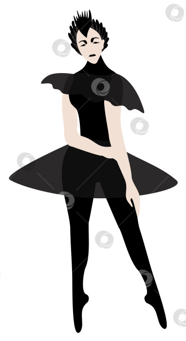 Скачать Балерина в черном костюме лебедя. Векторная изолированная иллюстрация. фотосток Ozero