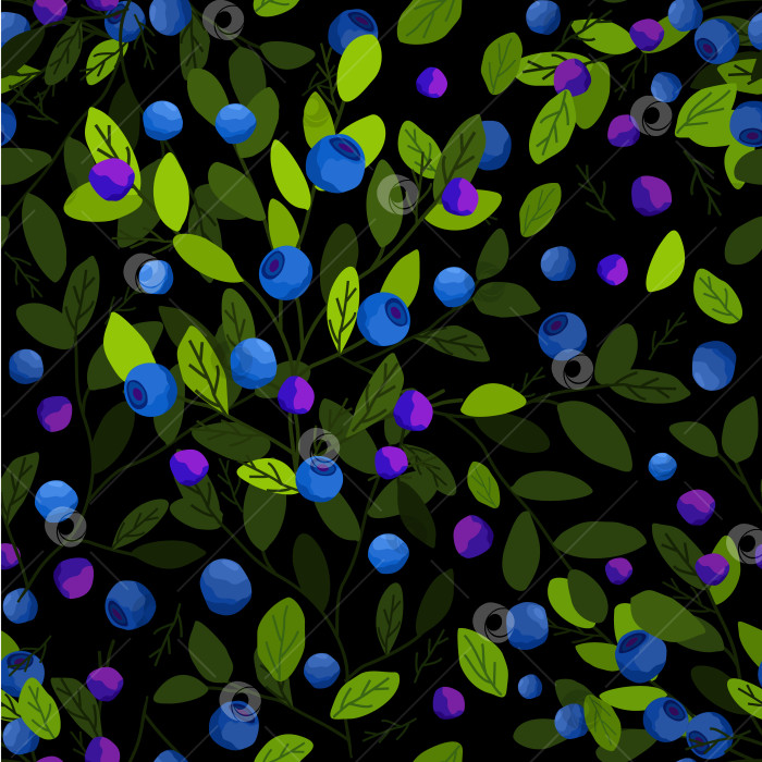 Скачать Векторный бесшовный узор с ягодами ежевики с ветвями и листьями. фотосток Ozero