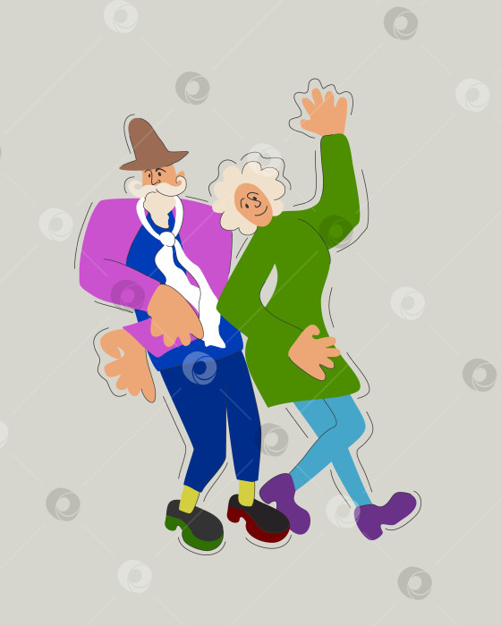Скачать Векторная изолированная иллюстрация пожилой пары в танце. фотосток Ozero