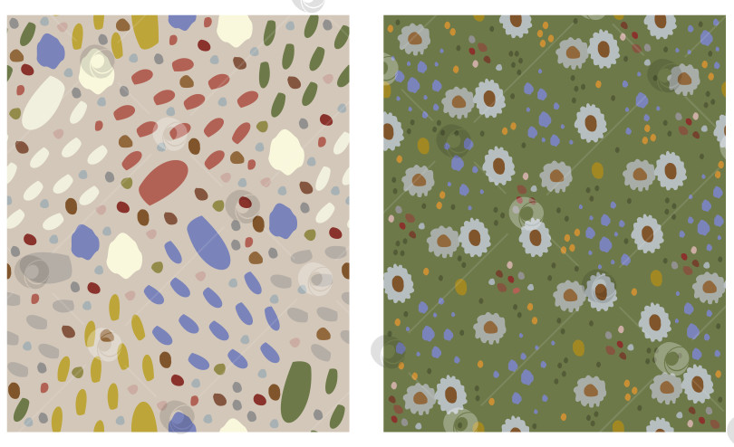 Скачать Векторный набор из двух абстрактных цветочных узоров. фотосток Ozero