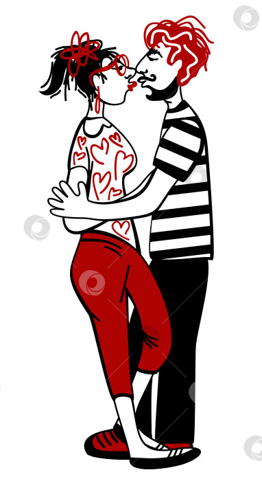 Скачать Векторная изолированная иллюстрация целующейся и обнимающейся пары. фотосток Ozero
