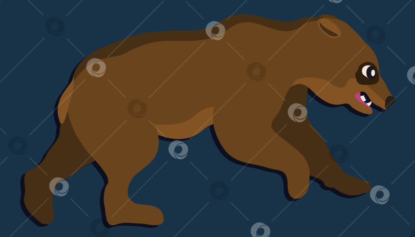 Скачать Бегущий медведь. Векторная иллюстрация на темно-синем фоне. фотосток Ozero