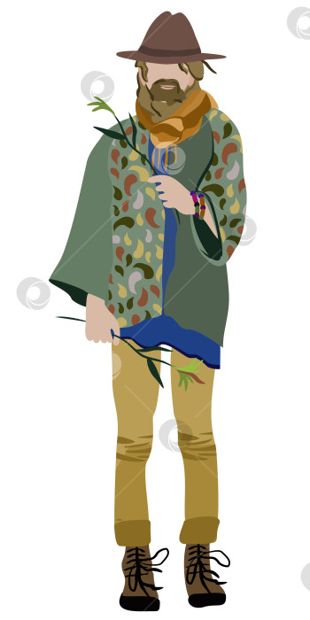 Скачать Векторная изолированная иллюстрация мужчины, одетого в стиле бохо. фотосток Ozero