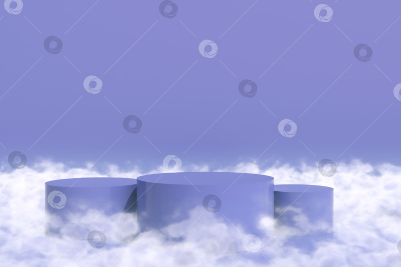 Скачать Абстрактные подиумы в облаках очень необычного цвета. 3D рендеринг фотосток Ozero