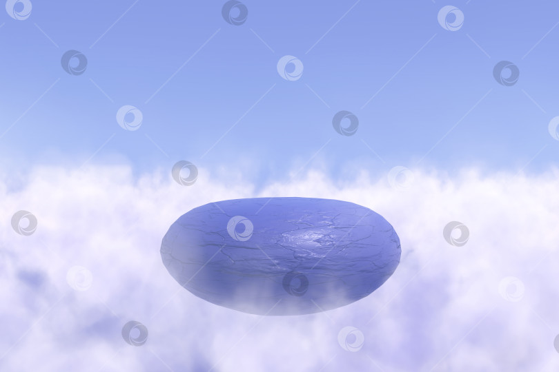 Скачать Подиум из камня в небе, в облаках. Иллюстрация очень яркой мечты о пьедестале. 3D рендеринг фотосток Ozero
