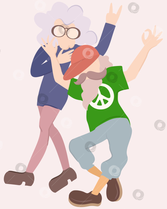 Скачать Векторная пастельная иллюстрация танцующей пожилой пары. фотосток Ozero