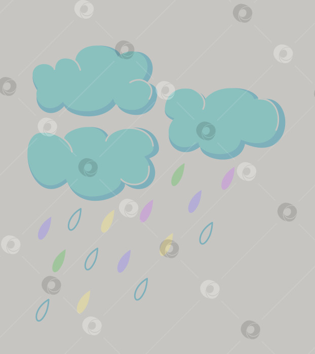 Скачать Векторная иллюстрация трех облаков и дождя. фотосток Ozero