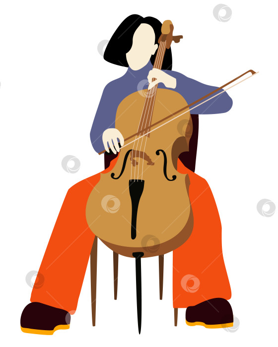Скачать Женщина, играющая на виолончели. Векторная изолированная иллюстрация. фотосток Ozero