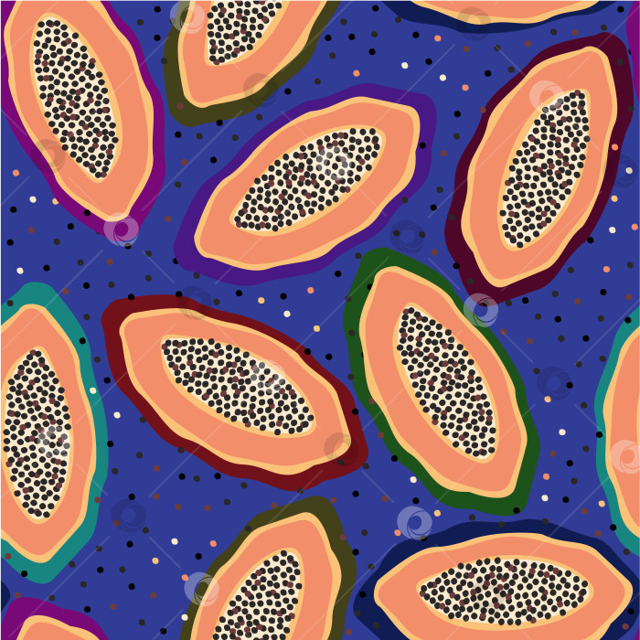 Скачать Векторный бесшовный узор с плодами папайи. фотосток Ozero