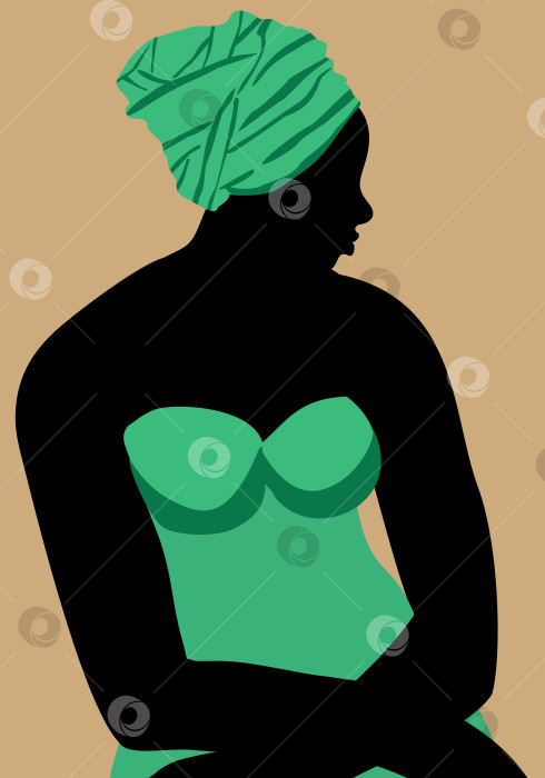 Скачать Векторный портрет африканской женщины в профиль. фотосток Ozero