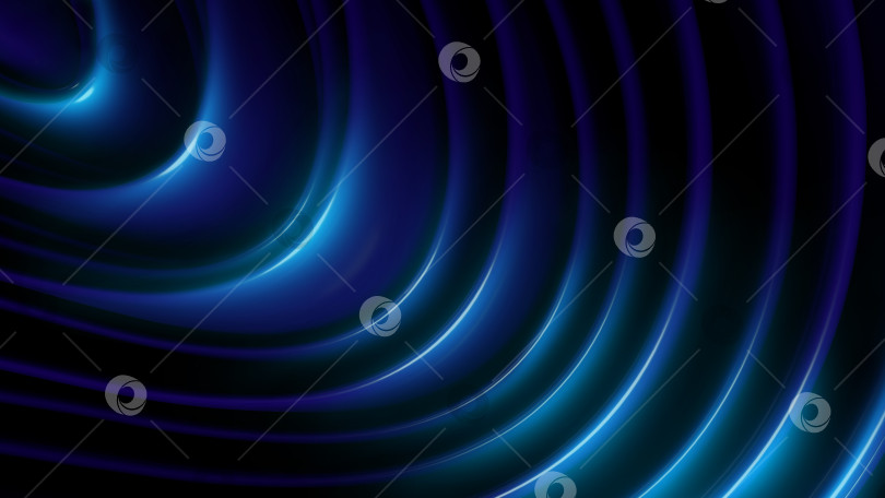 Скачать Абстрактный фон из голубых волн с неоновым свечением. Мрачная иллюстрация. 3D рендеринг фотосток Ozero