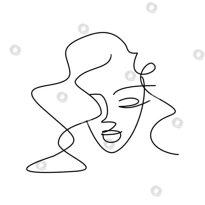 Скачать лицо девушки нарисовано одной линией. женский портрет минимализм фотосток Ozero