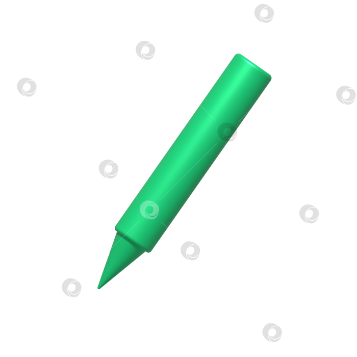 Скачать 3d-значок инструмента для письма. Зеленая ручка, карандаш, маркер. реалистичный элемент 3d-дизайна. фотосток Ozero