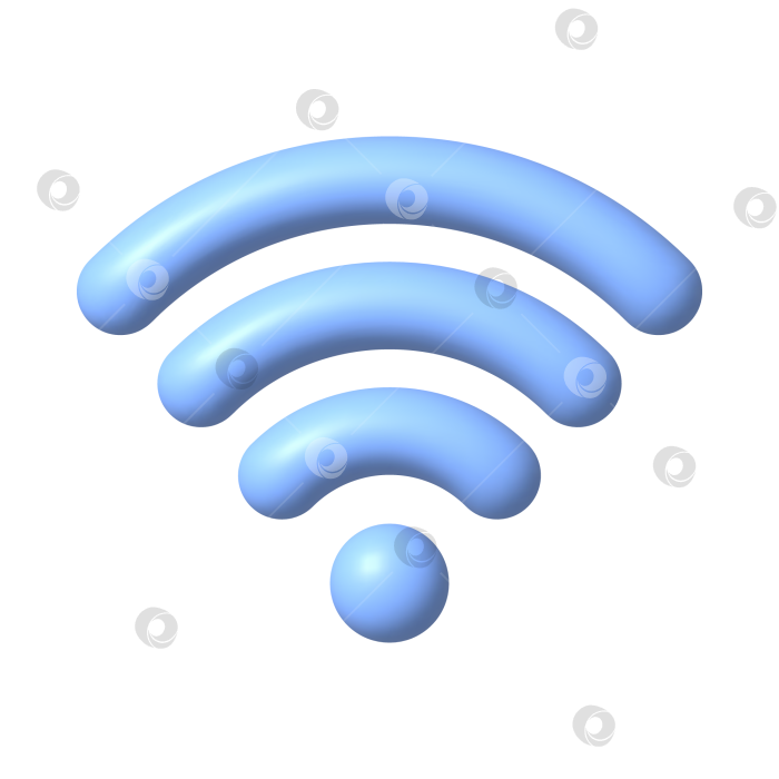 Скачать Синий значок Wi-Fi. 3D реалистичная иллюстрация беспроводной сети в формате png. фотосток Ozero