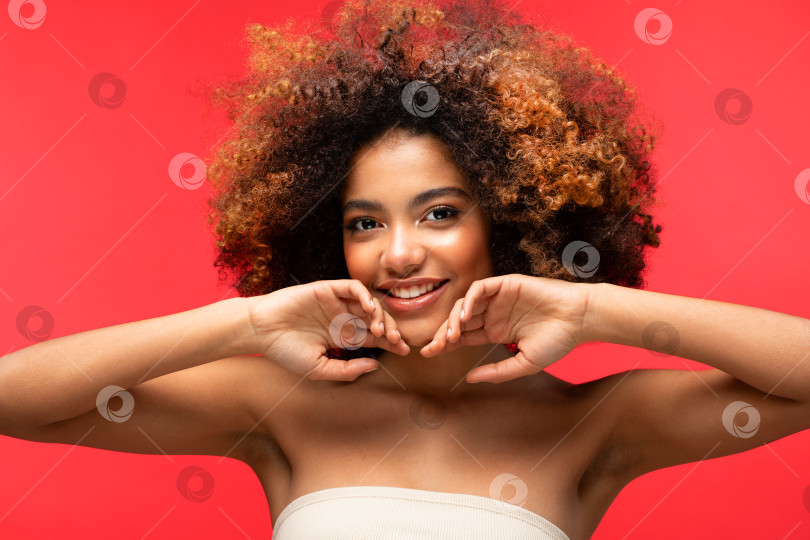 Скачать Молодая элегантная афроамериканка с африканскими волосами. фотосток Ozero