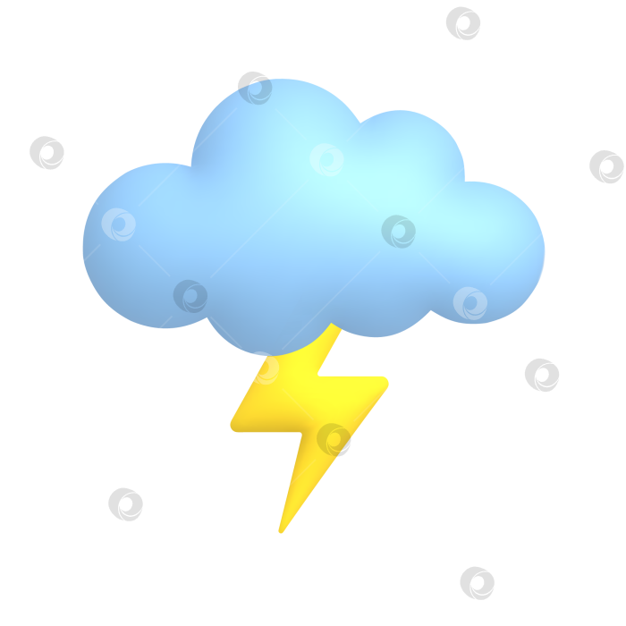 Скачать Облако, молния, гром. Симпатичный реалистичный значок погоды. фотосток Ozero
