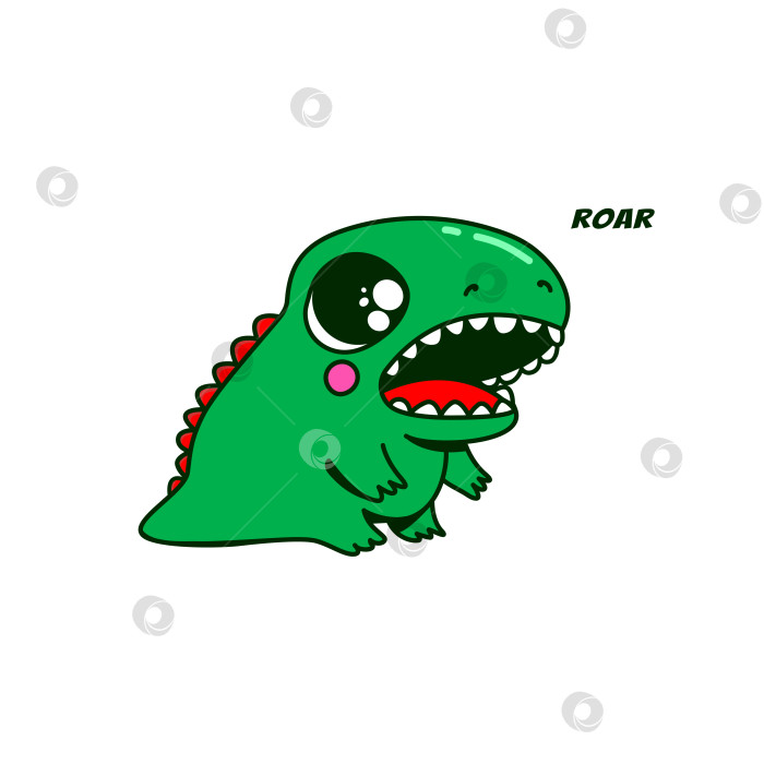 Скачать Симпатичная маленькая зеленая векторная иллюстрация динозавра. фотосток Ozero