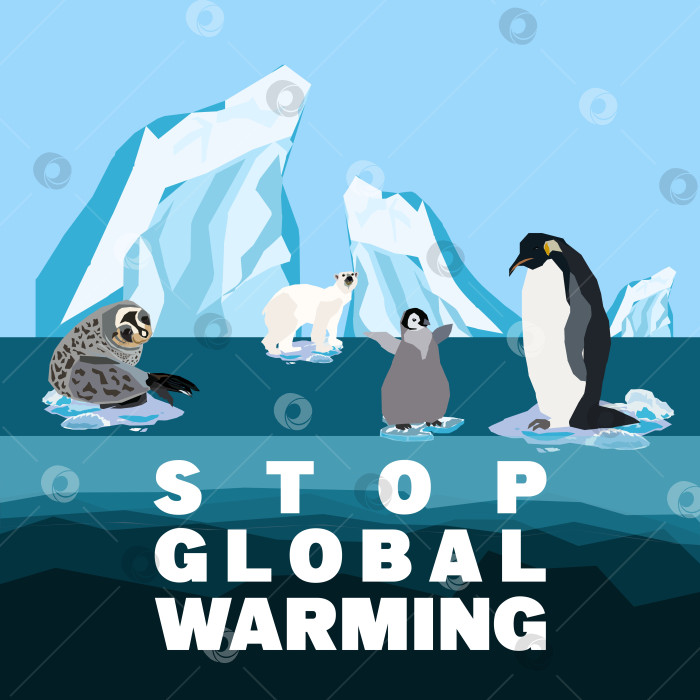 Скачать Концепция глобального потепления. Остановить глобальное потепление векторный плакат фотосток Ozero