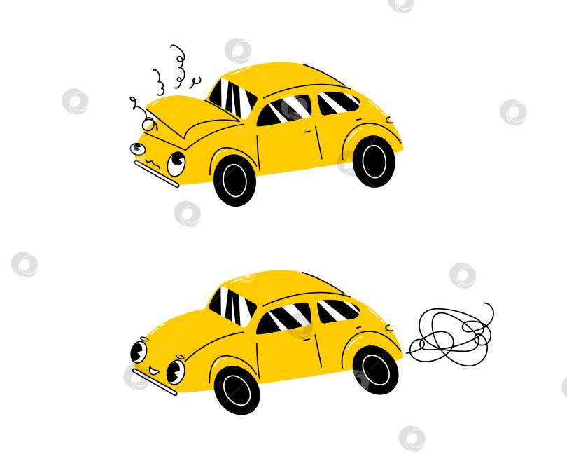 Скачать Желтая векторная иллюстрация мультяшного автомобиля. фотосток Ozero