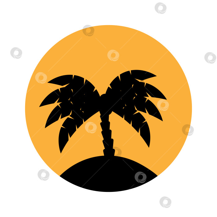 Скачать Значок пальмы на оранжевом фоне фотосток Ozero