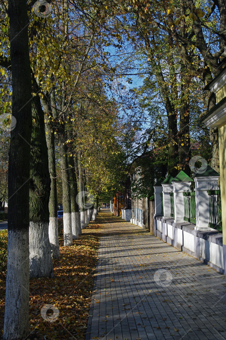 Скачать Улица в провинциальном русском городке. Яркий осенний день фотосток Ozero