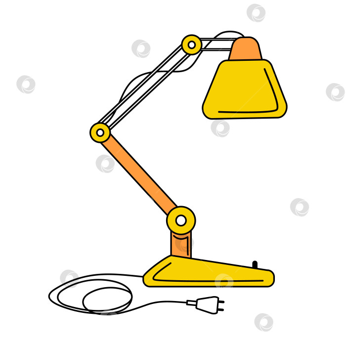 Скачать Желтая настольная лампа с петлями и отсоединенным проводом фотосток Ozero