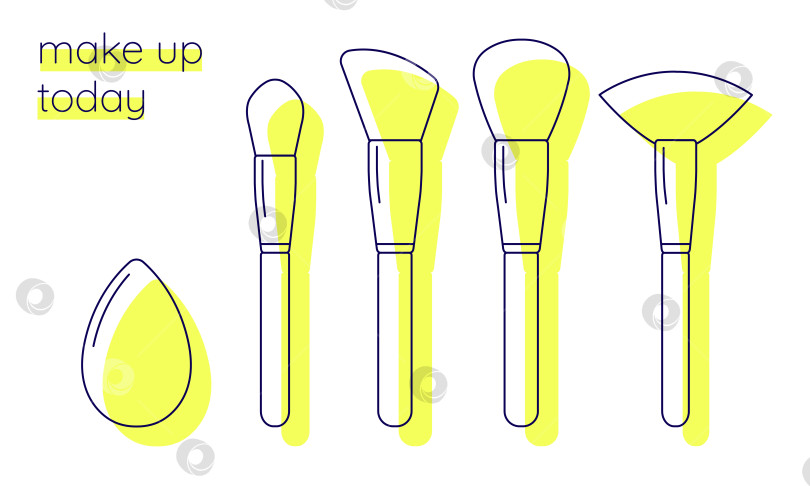Скачать Векторный набор кистей для макияжа. Простая линейная иллюстрация фотосток Ozero