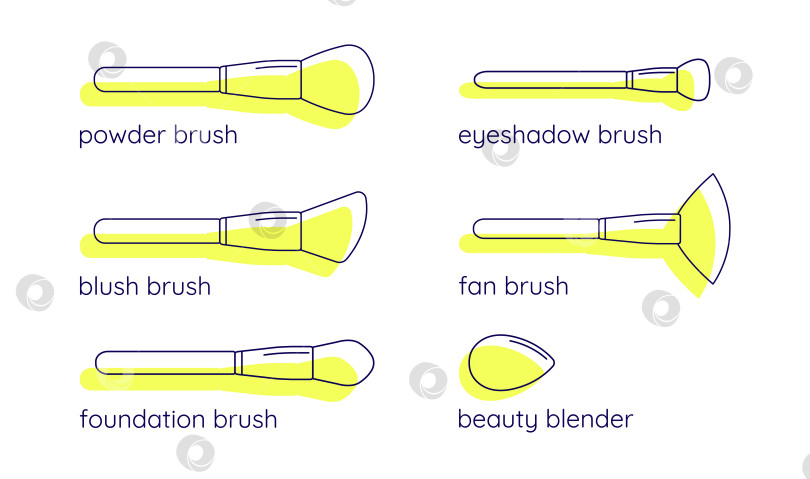 Скачать Набор кисточек для макияжа. Простая векторная линейная иллюстрация фотосток Ozero