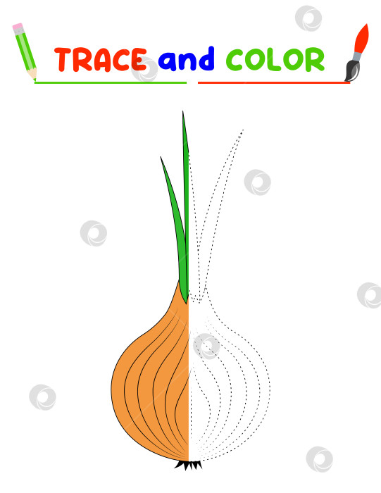 Скачать обведите и раскрасьте лук. Учебный лист для детей дошкольного возраста фотосток Ozero