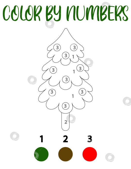 Скачать Раскраска по номерам с рождественской елкой.Игра-головоломка для чи фотосток Ozero