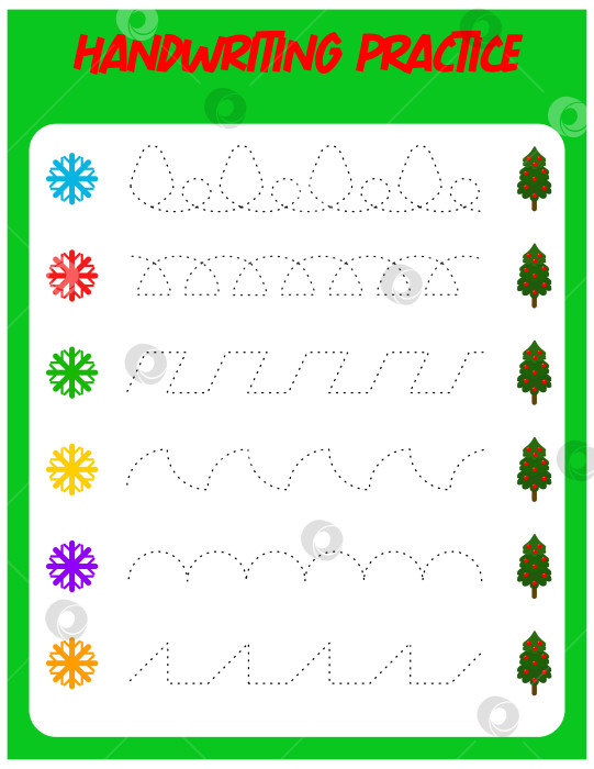 Скачать Прослеживание линий с помощью снежинки и рождественской елки. Почерк пра фотосток Ozero