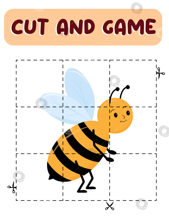 Скачать Нарезаем и играем пчелкой. Развивающая детская игра, рабочий лист для печати фотосток Ozero